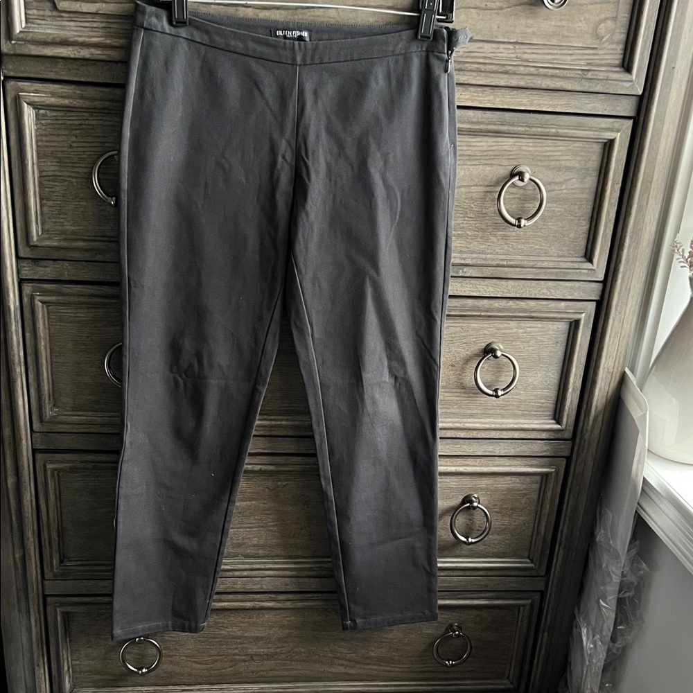 Eileen Fisher 2 Petite Charcoal Grey Twill Pant